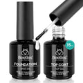 Beetles 2 Pcs 15ml No Wipe Gel Top Coat and Base Coat Set - Shine Finish and Long Lasting Soak Off LED Nail Lamp Gel Base Top Coat Finish Nail Art Design Manicure Gifts for Women