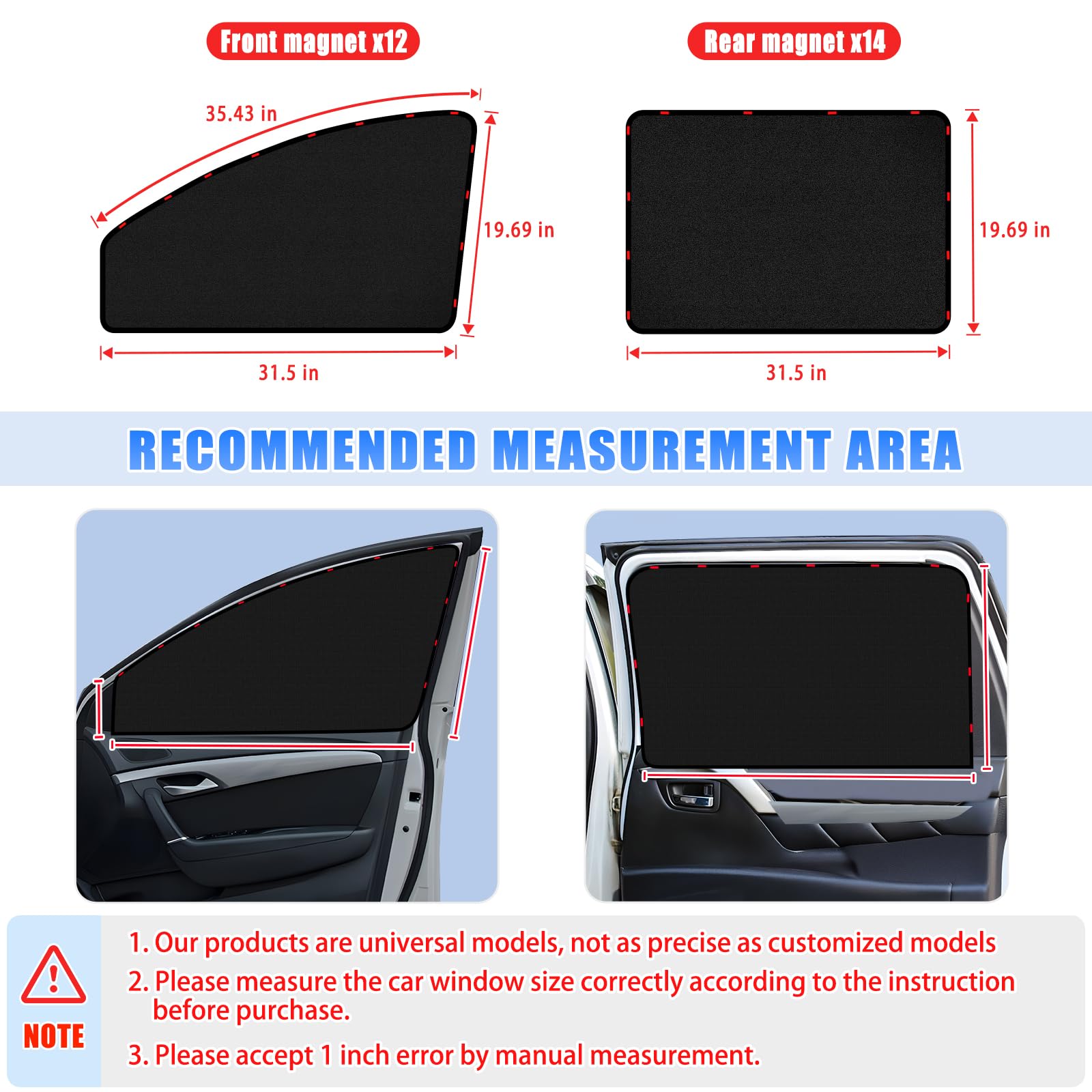 ZATOOTO Suede Car Window Shades 4PCS - Car Window Covers for Ultimate Privacy, UV Protection, and Heat Insulation, Side Window Sun Shade Perfect for Camping, Travel, Baby Safety, and Daily Use