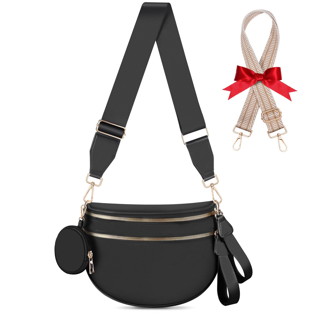 X-KIDS Bum Bags for Women Checkered Crossbody Bag Large Nylon Belt Purse Fanny Packs, Bonus with a Extra Strap