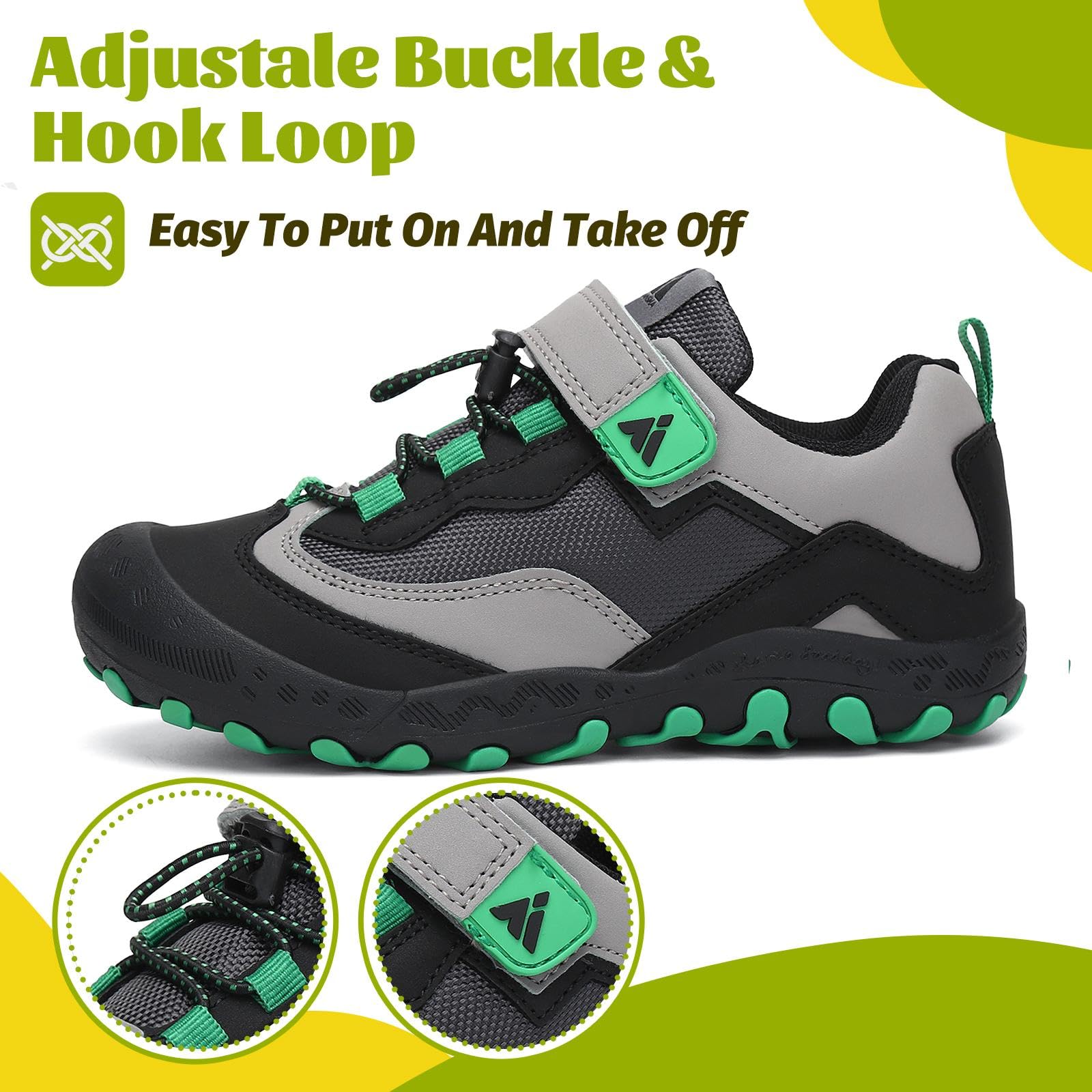 Mishansha Kids Hiking Shoes Girls Boys Toddler Outdoor Sneakers Anti-Collision Trail Running Shoe for Trekking Walking Climbing Black Size 3.5 Little Kid