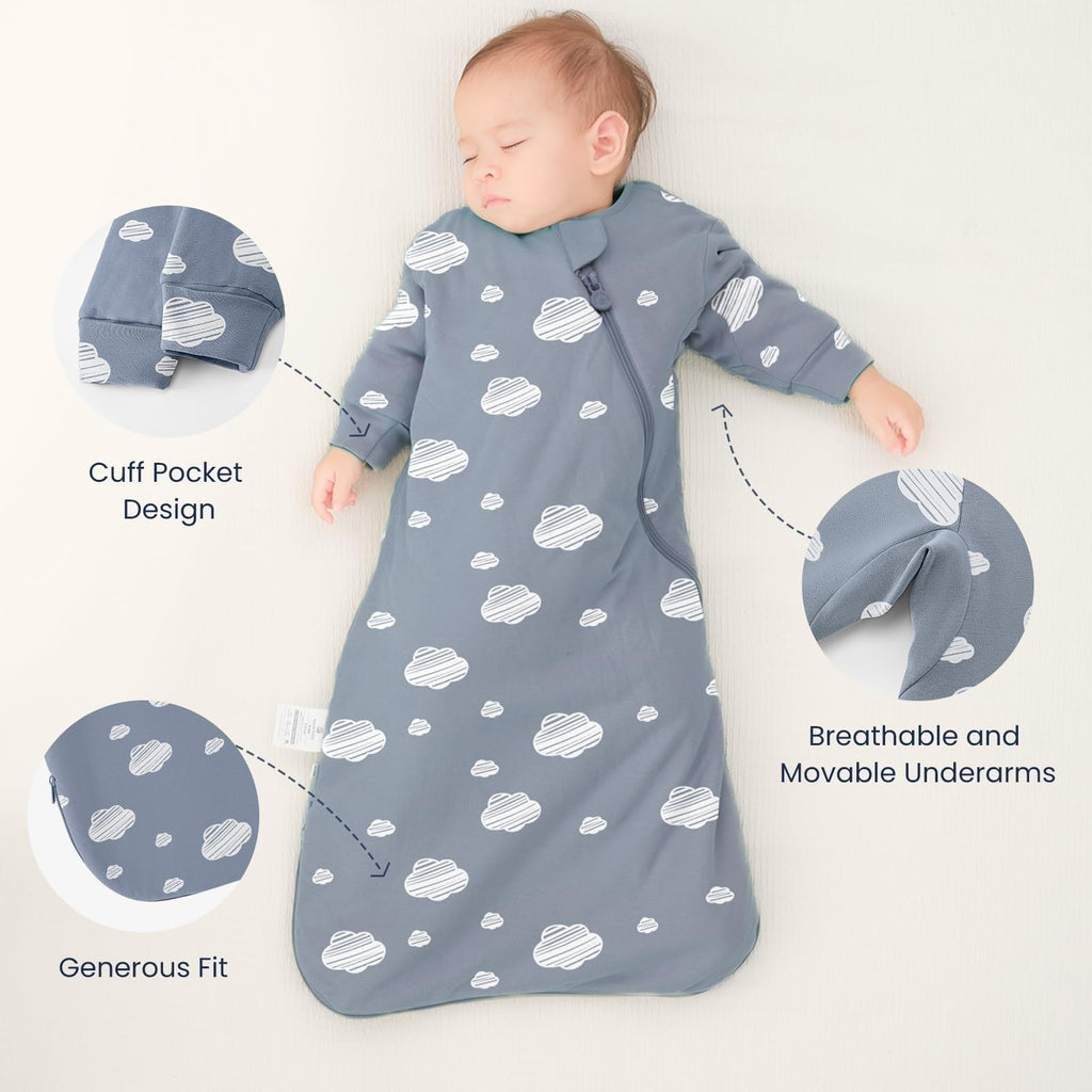 kaiya baby Unisex Sleeping Bag for Babies and Toddlers 2.5 Tog Sleep Sack 0-6Months, Long Sleeve Sleep Sack, Wearable Blanket Baby, One Piece with Sleeves, Gifts for Baby