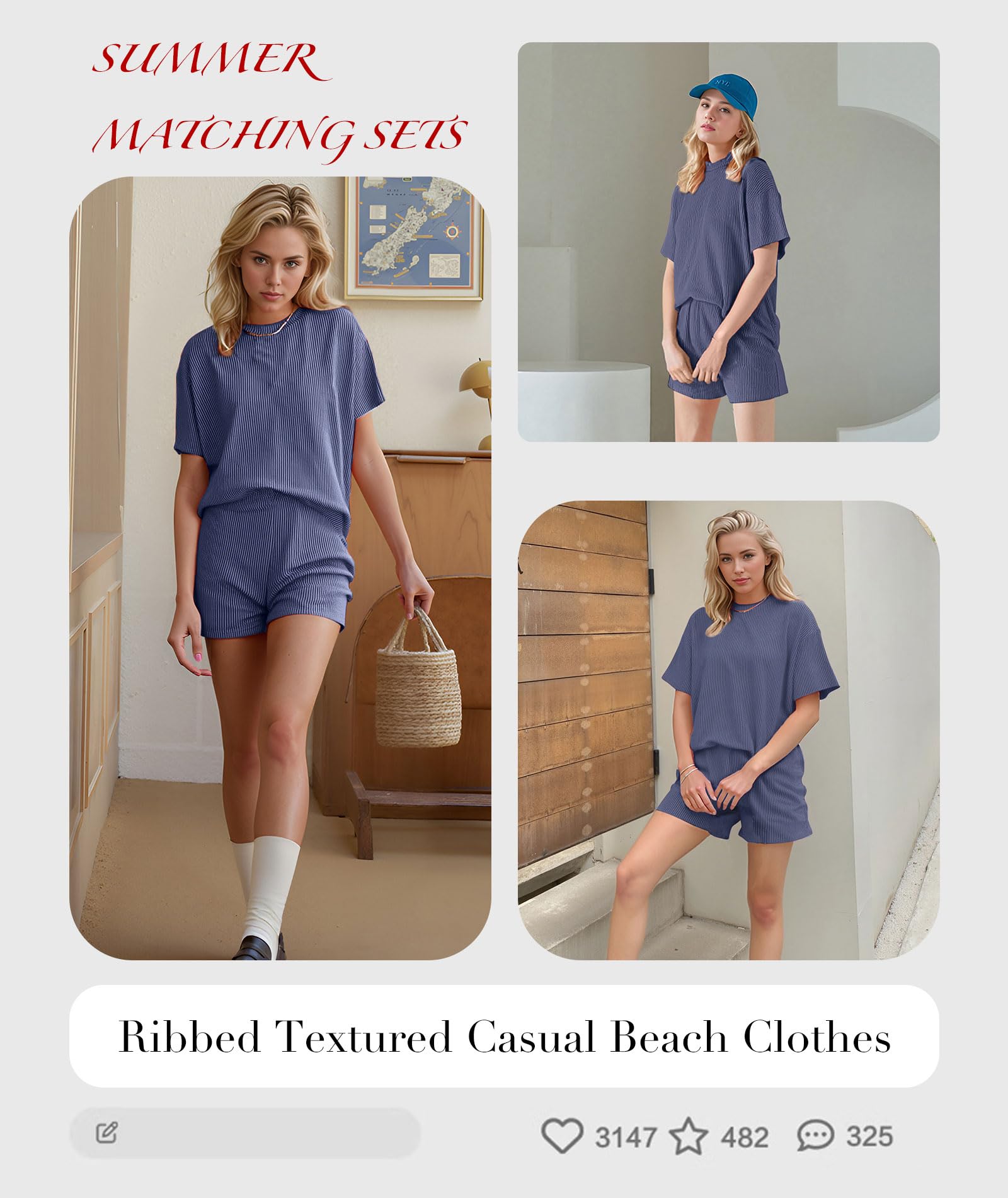 MARZXIN Women Two Piece Set with Vertical Stripes, Daily Wear Vacation Travel Airport Outings Pocket Cruise Outfits Loungewear to Street Comfy Postpartum maternity Lounge Sets Navy Blue M