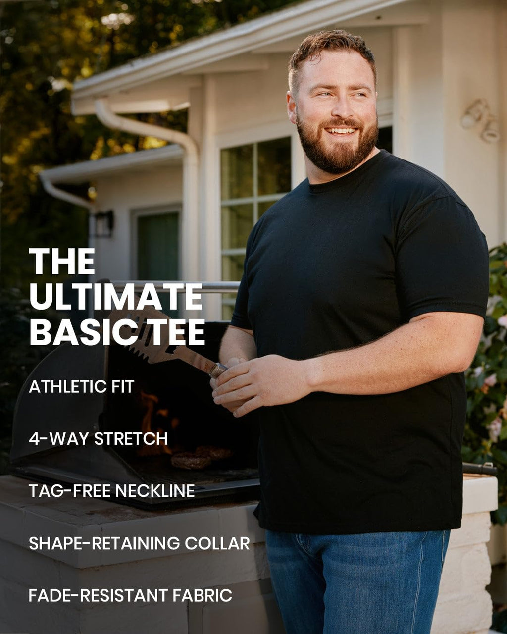 INTO THE AM Men's Plain Basic Tees - Fitted Essential Crewneck Blank T-Shirts Casual Gym Classic Short Sleeve True Fit Fashion Tshirts for Guys (Black, X-Large)
