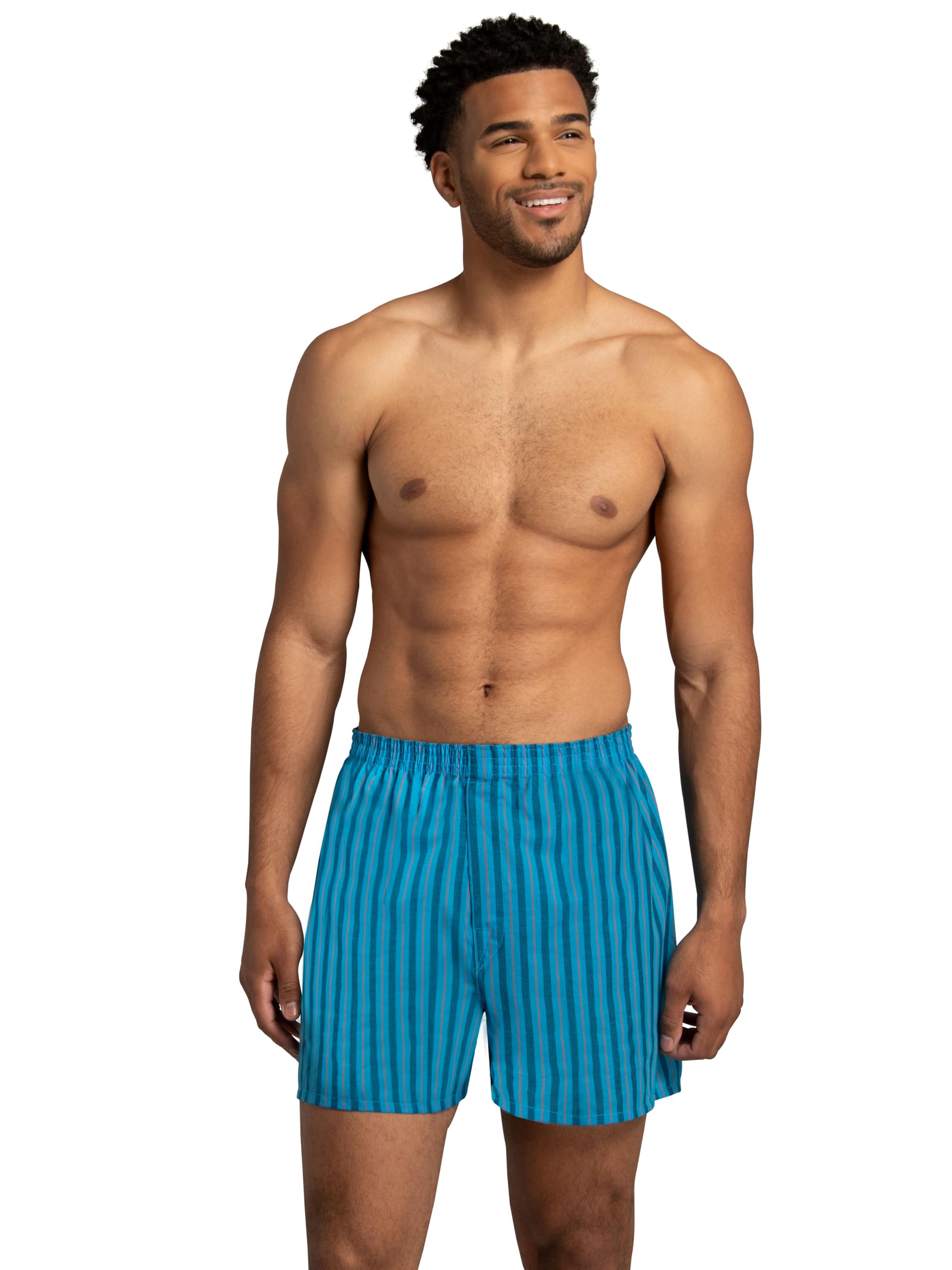 Fruit of The Loom Men's Tag-Free Boxer Shorts (Knit & Woven), Woven - 6 Pack - Assorted Colors, Large