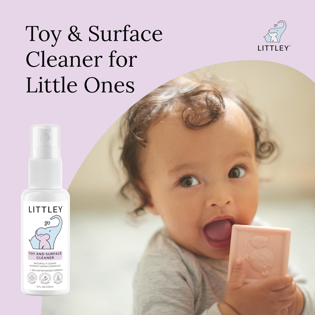 Think Smarter Products Littley Toy & Surface Cleaner with Hypochlorous Acid, Fragrance-Free, Made Without Ammonia, Bleach, Phosphates, Phthalates, or Dyes, 2oz Travel-Size Spray Bottle