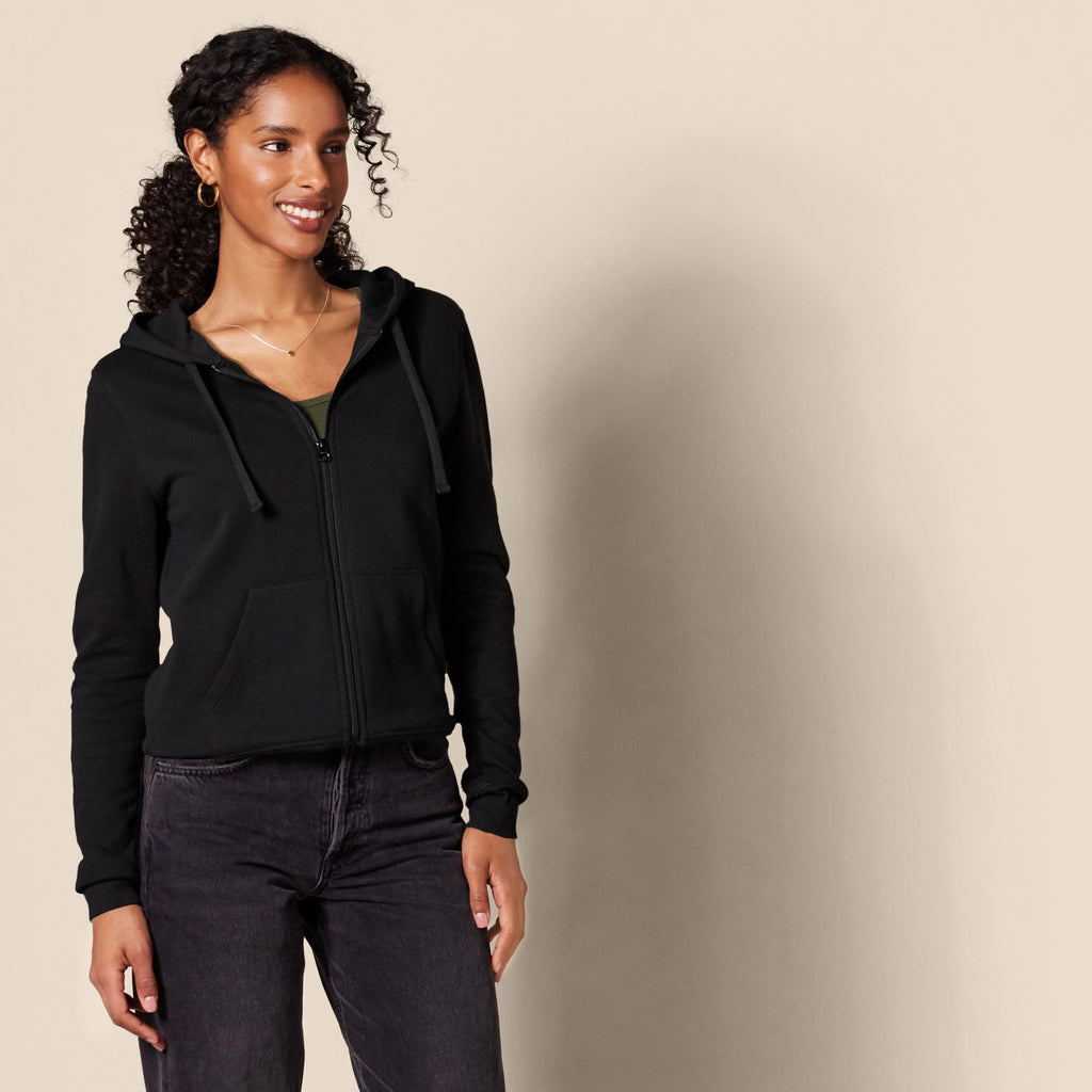 Amazon Essentials Women's Fleece Full-Zip Hoodie (Available in Plus Size), Black, Small