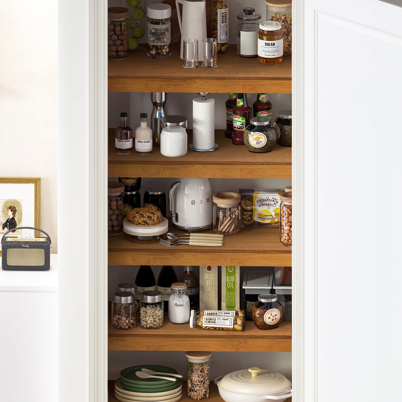 Gashell Wire Shelf Covers, Bamboo Wire Rack Covers for Pantry, Closet (5pcs, 36" W x 12" D)