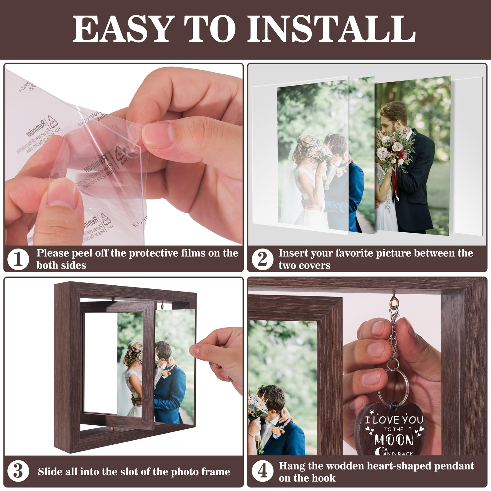 Boiveco Engagement Gifts for Couples, Wedding Gifts for Couples 2026 Love Picture Frame 4x6 Romantic Mr and Mrs Anniversary Wedding Engagement Gift for Him Her Boyfriend Girlfriend Wife Husband, Newlywed Fiance Gift for Women Men