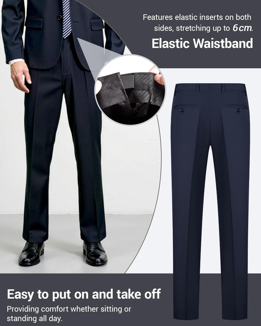 Men’s Slim Fit 2 Piece Suit Set, Stretch & Machine Washable, Single Breasted Business Formal Suit for Office & Wedding Guest