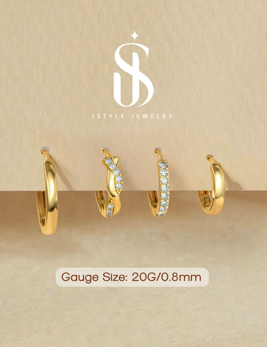 Jstyle Small Gold Hoop Earrings for Women Trendy 14K Gold Plated Huggie Earrings Hypoallergenic Cartilage Earring Stack Cute Dainty Huggie Hoops Earring Sets for Multiple Piercing