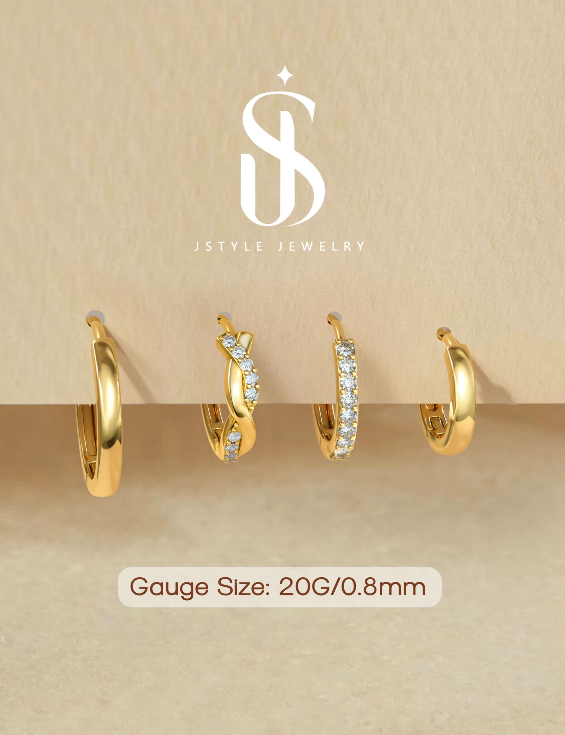 Jstyle Small Gold Hoop Earrings for Women Trendy 14K Gold Plated Huggie Earrings Hypoallergenic Cartilage Earring Stack Cute Dainty Huggie Hoops Earring Sets for Multiple Piercing