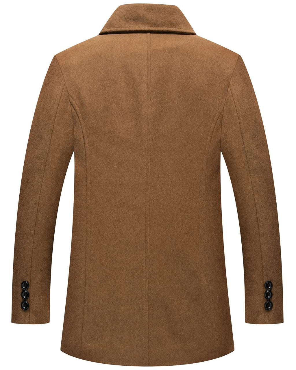 chouyatou Men's Classic Notched Collar Double Breasted Wool Blend Pea Coat (Medium, Brown)