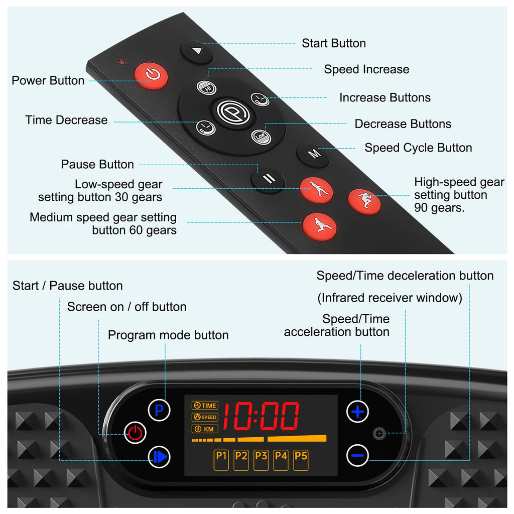 SoftGym Vibration Plate Exercise Machine for Lymphatic Drainage,Power Vibrate Stand Shake Board 450 Lbs Capacity Whole Body Workout Waver with Resistance Bands Weight Loss Gifts for Women Men-Black