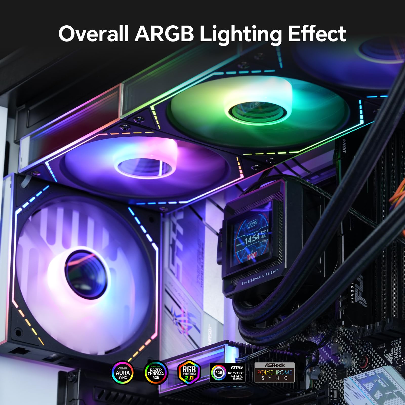 Thermalright TL-M12Q-S X3 120mm PC Case Fans, 2000RPM High Airflow, ARGB Daisy-Chain, Infinity-Mirror Lighting, 3-Pack