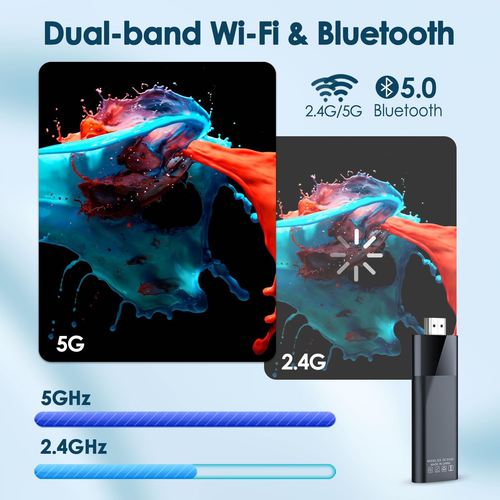 BL Android TV Stick 4K, 2025 Android TV Stick 10.0 2GB RAM 16GB ROM, H313 CPU Supports 2.4G/5G Wi-Fi Bluetooth 5.0 USB HDR10 with Bluetooth Voice Remote Control
