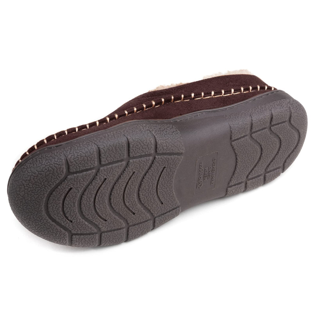 Zigzagger Men's Slip On Moccasin Slippers, Indoor/Outdoor Warm Fuzzy Comfy House Shoes, Fluffy Wide Loafer Slippers,Coffee, 9-10 D(M) US