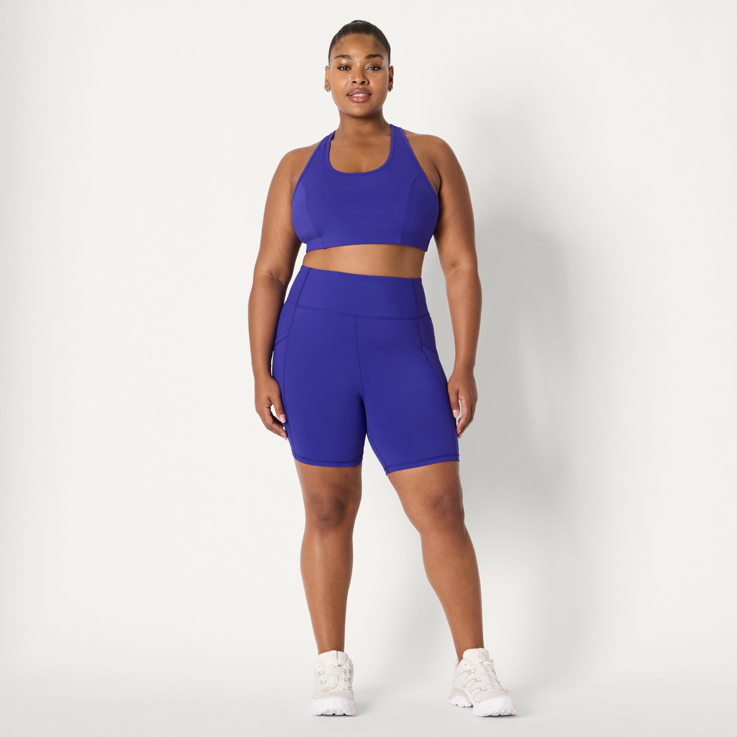 Amazon Essentials Women's Active Total Train High Waist 7" Gym Workout Biker Shorts with Pockets, Royal Blue, X-Small