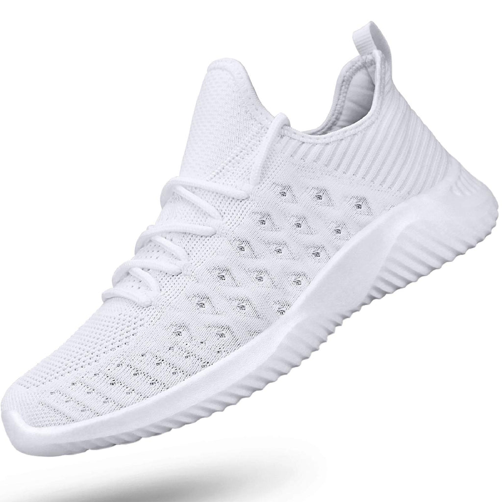 Feethit Mens Slip On Walking Shoes Lightweight Breathable Non Slip Running Shoes Comfortable Fashion Sneakers for Men White Size 9
