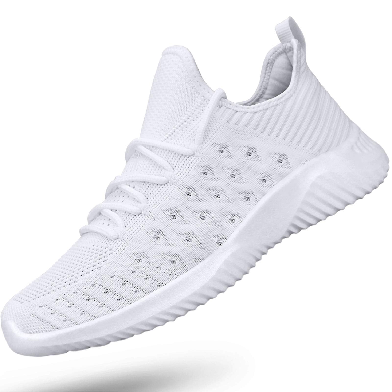 Feethit Mens Slip On Walking Shoes Lightweight Breathable Non Slip Running Shoes Comfortable Fashion Sneakers for Men White Size 9.5