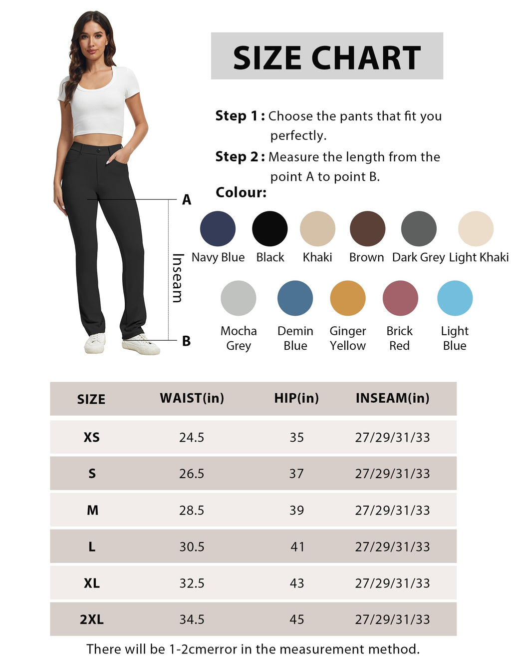 VIMPEP Yoga Pants Women Straight Leg Pants with Pockets High Waist Stretchy Pull On Dress Slacks for Casual Lounge Office Work Petite/Regular 1202 31 Black XL