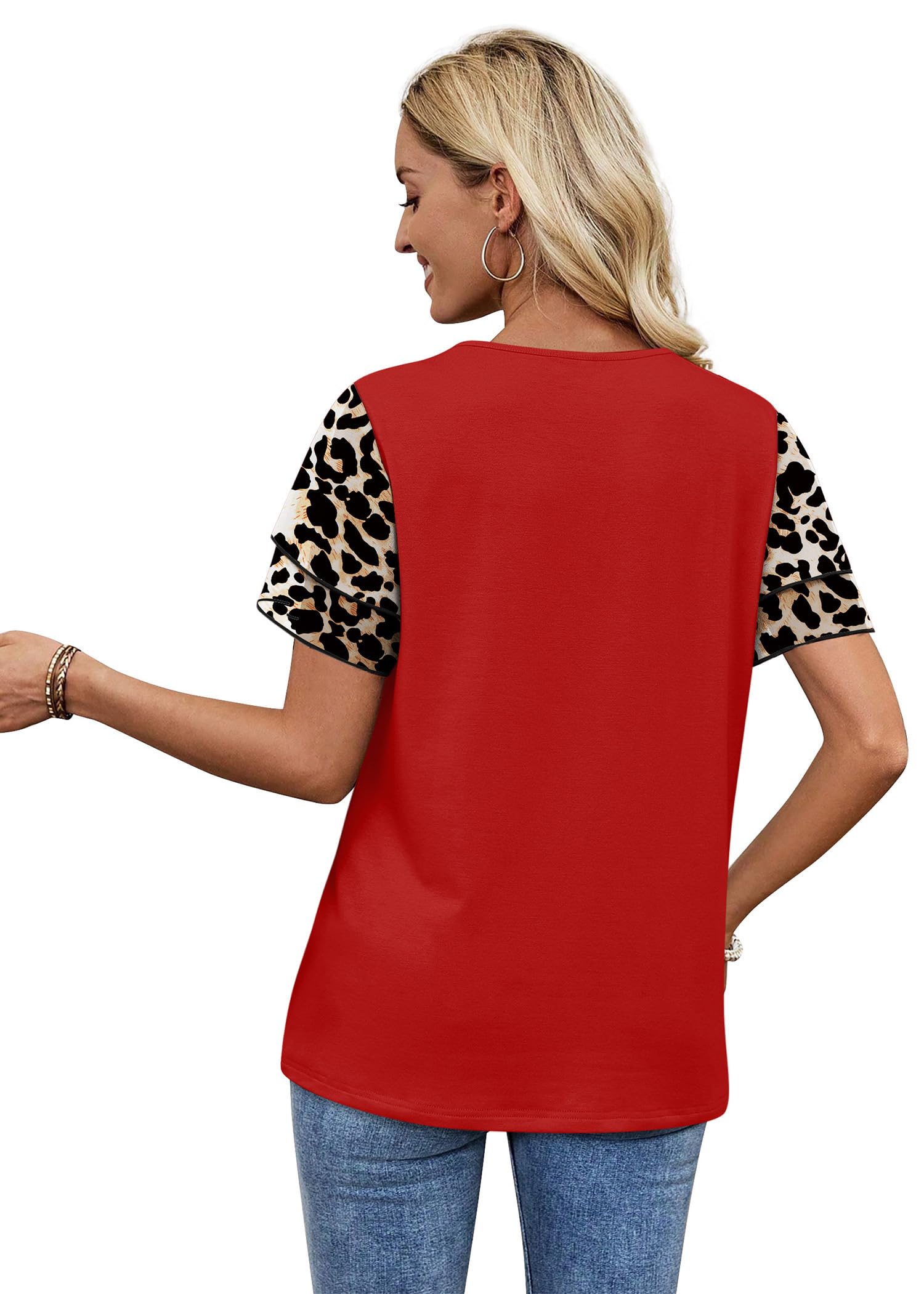 Summer Tops for Women Trendy Short Sleeve Shirts Spring Tops Summer t Shirts Valentines Day Outfit Spring Break Clothes Beach Vacation Clothes Travel Outfits M