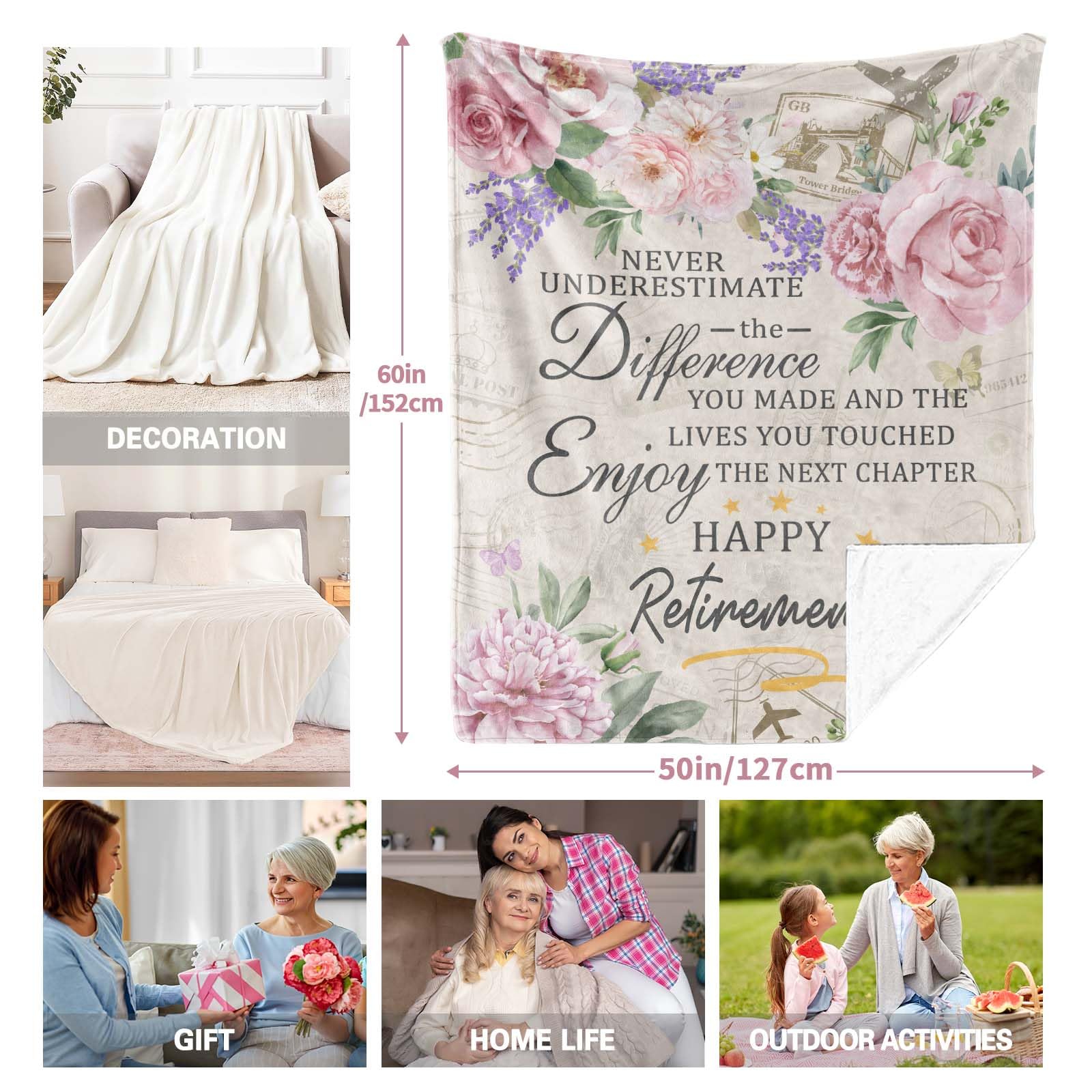 Psspotgj Retirement Gift for Woman, Retirement Blanket for Women/Men 2026, Farewell Gifts for Coworkers, Going Away Goodbye Present for Mom Teacher Nurse Throws Blankets 60"x50"