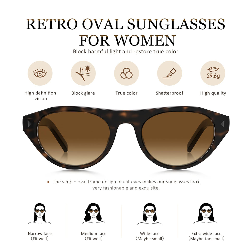 phikttu Retro Oval Sunglasses for Women Men Small Narrow 90s Vintage Round Shades UV400 Lightweight Designer Cateye Glasses