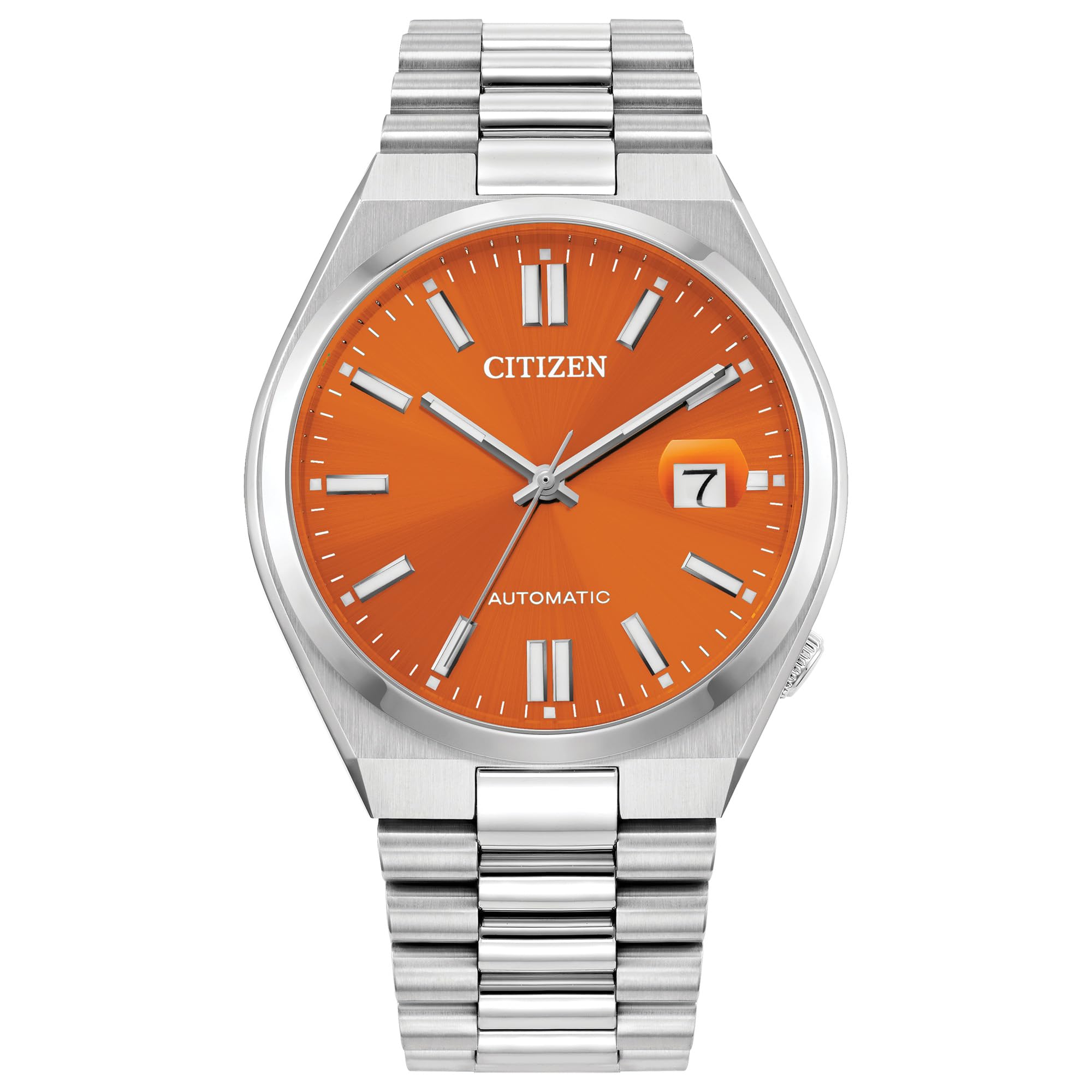 Citizen Men's Automatic Tsuyosa Sport Luxury Watch, Silver-Tone Stainless Steel Bracelet, Orange Dial, 42 Hour Power Reserve, Hack Feature (Model: NJ0151-53Z)