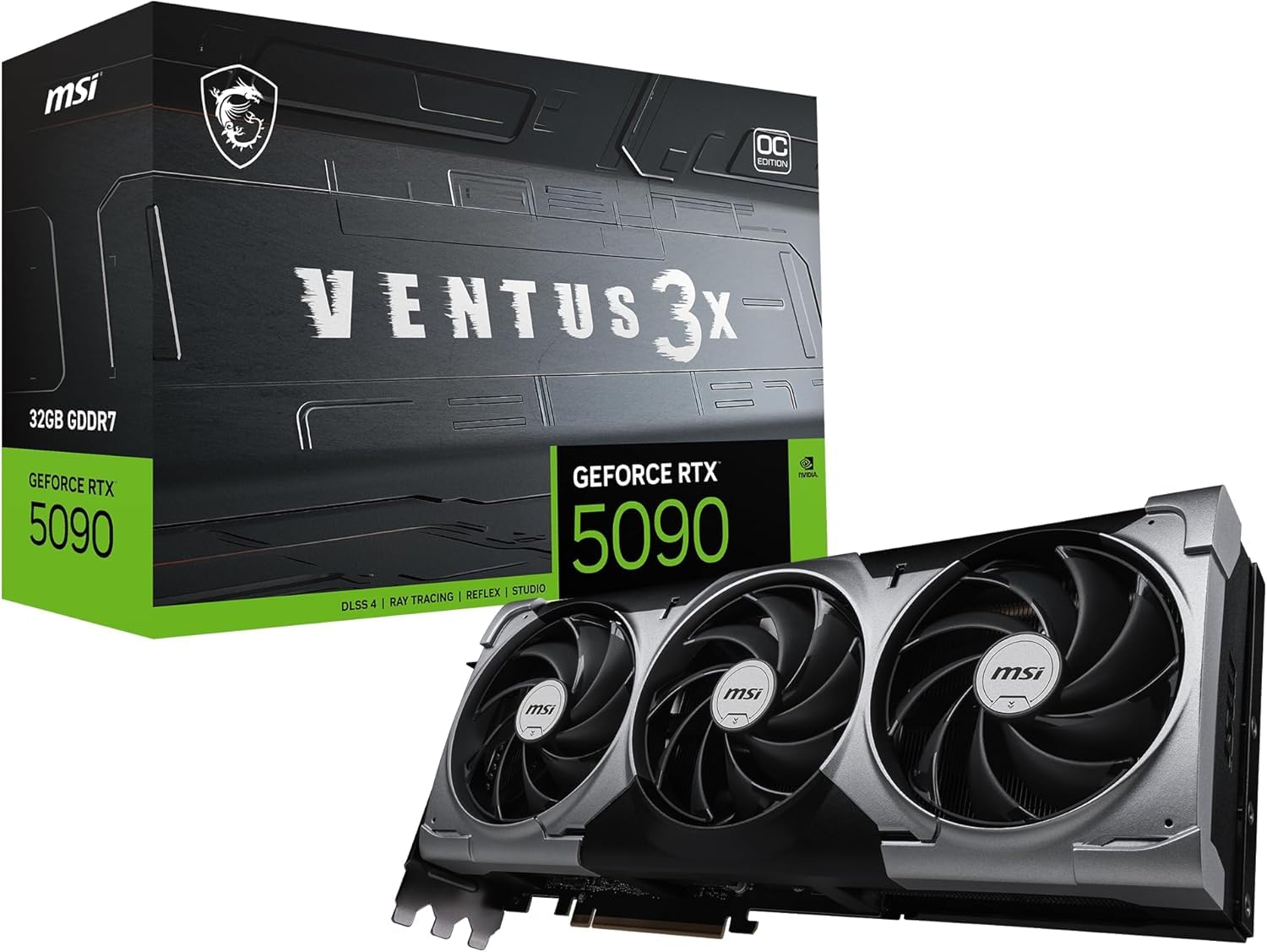 SINCE 1861 msi Gaming RTX 5090 32G Ventus 3X OC Graphics Card (32GB GDDR7, 512-bit, Extreme Performance: 2452 MHz, DisplayPort x3 2.1a, HDMI 2.1b, NVlDlA Blackwell Architecture)