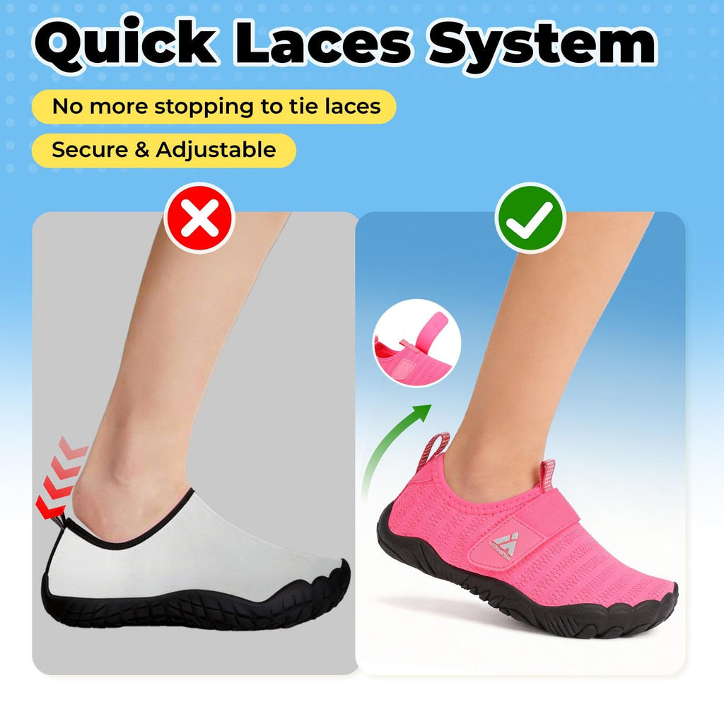 Mishansha Kids Water Shoes Quick-Dry Wide Toe Box Non-Slip Barefoot Shoes Beach Pool Swim Shoes Hot Pink 13 Little Kid