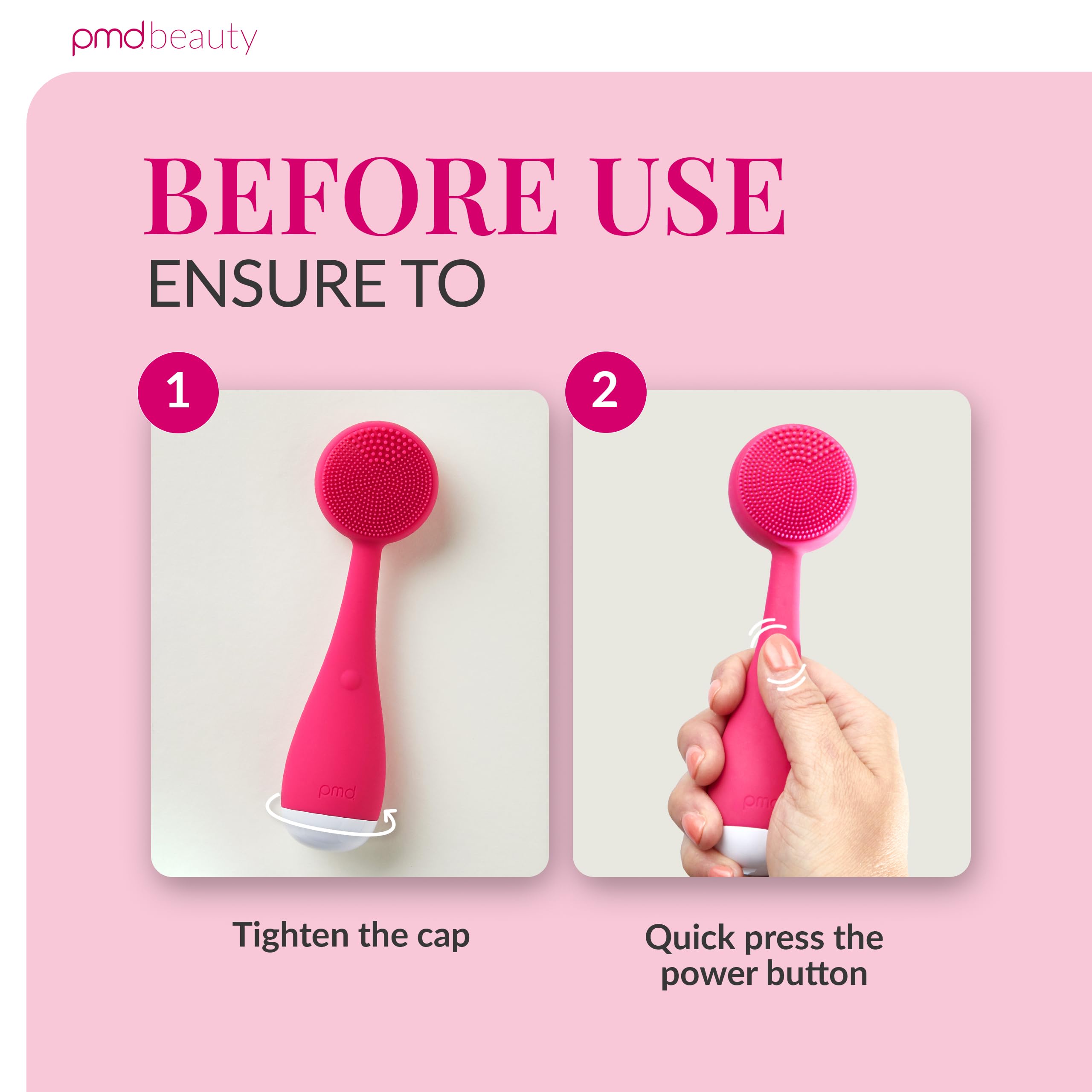 PMD Beauty: Electric Facial Cleansing Brush - Smart Facial Device with Silicone Brush & Anti-Aging Massager, Pink