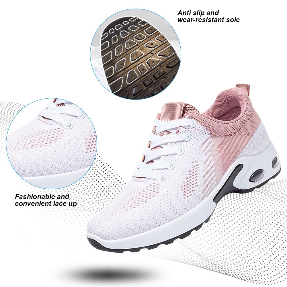 Padgene Womens Sneakers Air Cushion Running Shoes Lightweight Tennis Walking Shoes Mesh Breathable Gym Work Fashion Sneakers Athletic Comfortable Casual