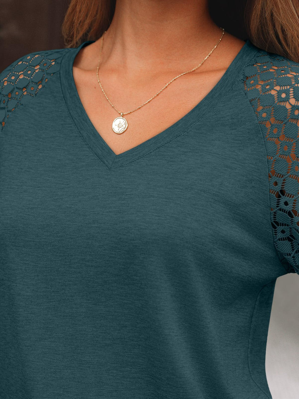 AUTOMET Womens Long Sleeve Shirts V-Neck Lace Tops Business Casual Blouses Tee Trendy 2026 Fall Fashion Outfits Clothes DarkGreen M