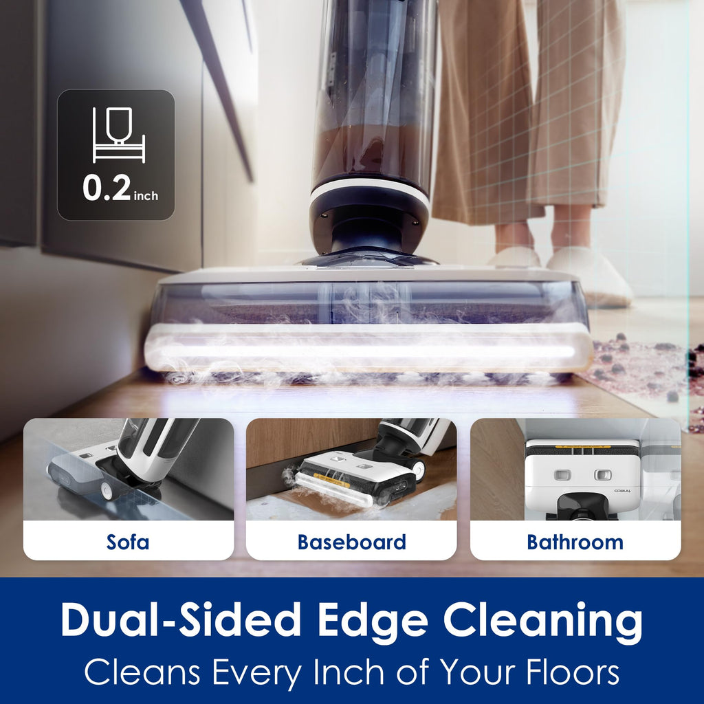 Tineco Floor ONE S7 Steam Cordless Wet Dry Vacuum Steam Mop All-in-One, Floor Washer for Sticky Mess Clean Up on Hard Floors with Digital Display, Self-Cleaning, Edge Cleaning, Safe for Kids & Pets