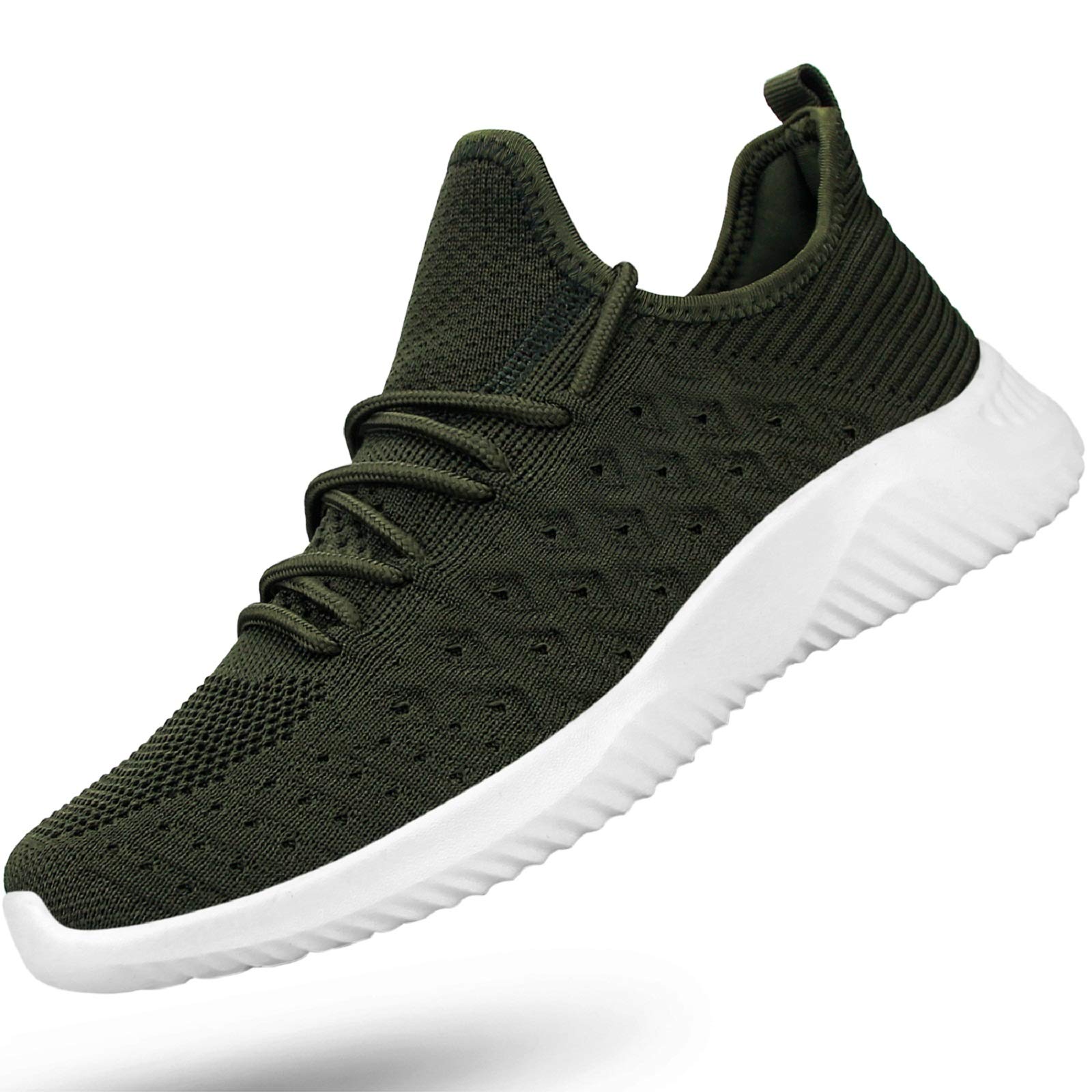Feethit Mens Slip On Walking Shoes Lightweight Breathable Non Slip Running Shoes Comfortable Fashion Sneakers for Men Green Size 12