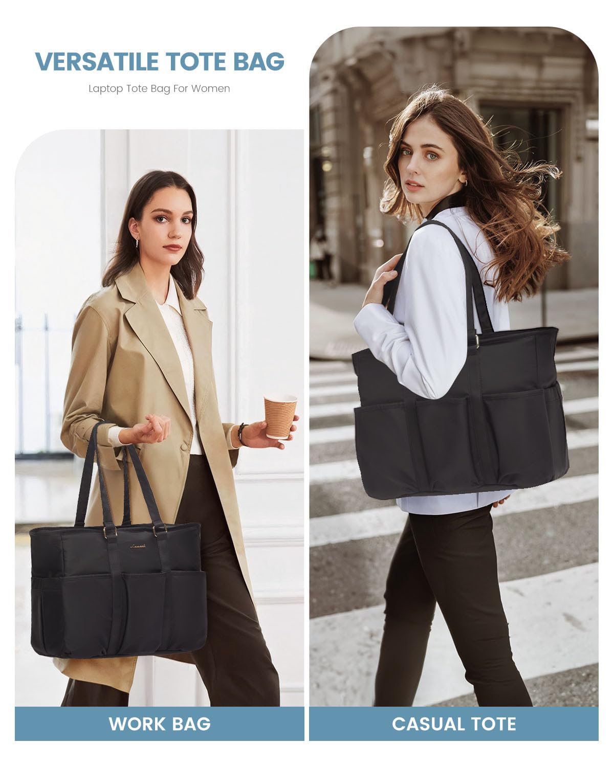 LOVEVOOK Laptop Tote Bag for Women Work, Teacher Tote Bag Nurse Bag With Large Cup Holder, Utility Professional Computer Bag For Work/Travel/College/Daily, Large Purse Handbag With Multi Pockets