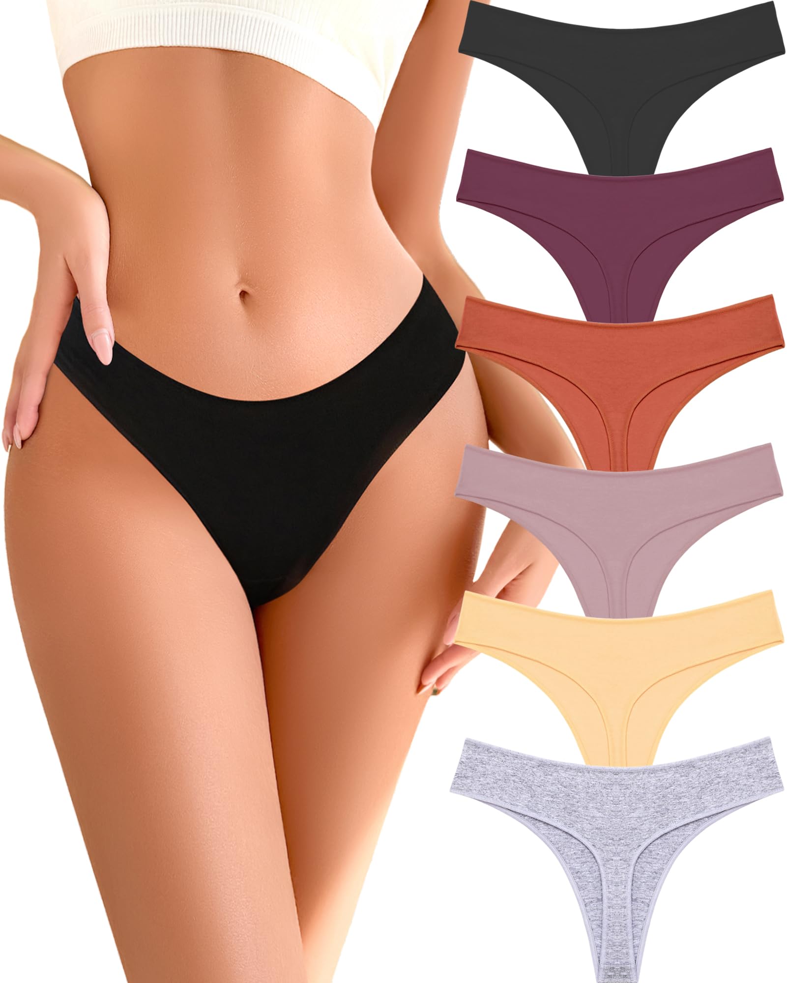 READY TO LOVE Cotton blend Underwear for Women Pack Breathable Thongs for Women Sexy Stretch Soft Womens Panties Thong M