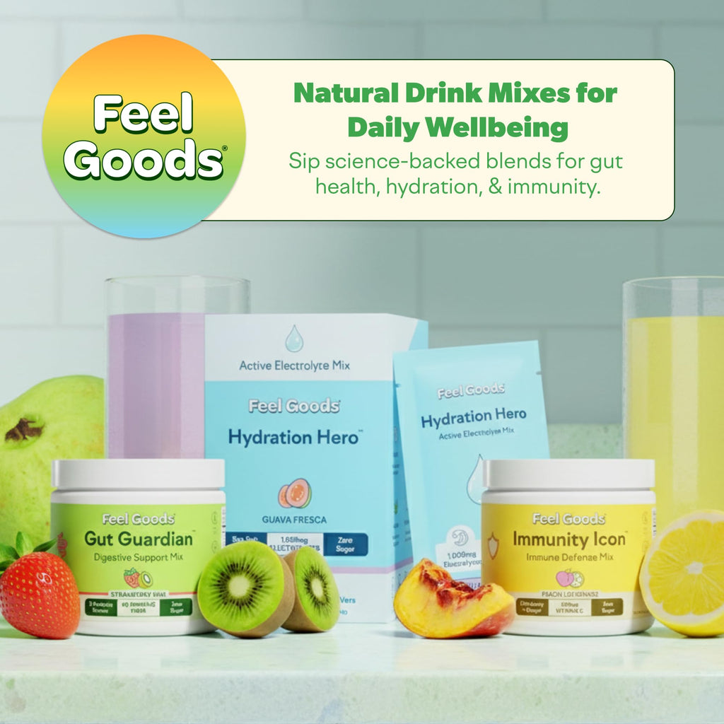 Feel Goods Hydration Hero, Sugar-Free Electrolyte Powder Packets for Daily Hydration - Electrolytes Drink Mix with Magnesium, Potassium & Vitamins for Fasting & Energy - Keto, Vegan & Organic Flavors