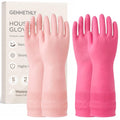 Rubber Cleaning Gloves, Dishwashing Kitchen Glove Tools for Dish Washing Household Essentials, Waterproof Non-Slip Long Cuff House Supplies Guantes Para Lavar Platos Women, Red+Pink, Medium, 2 Pairs
