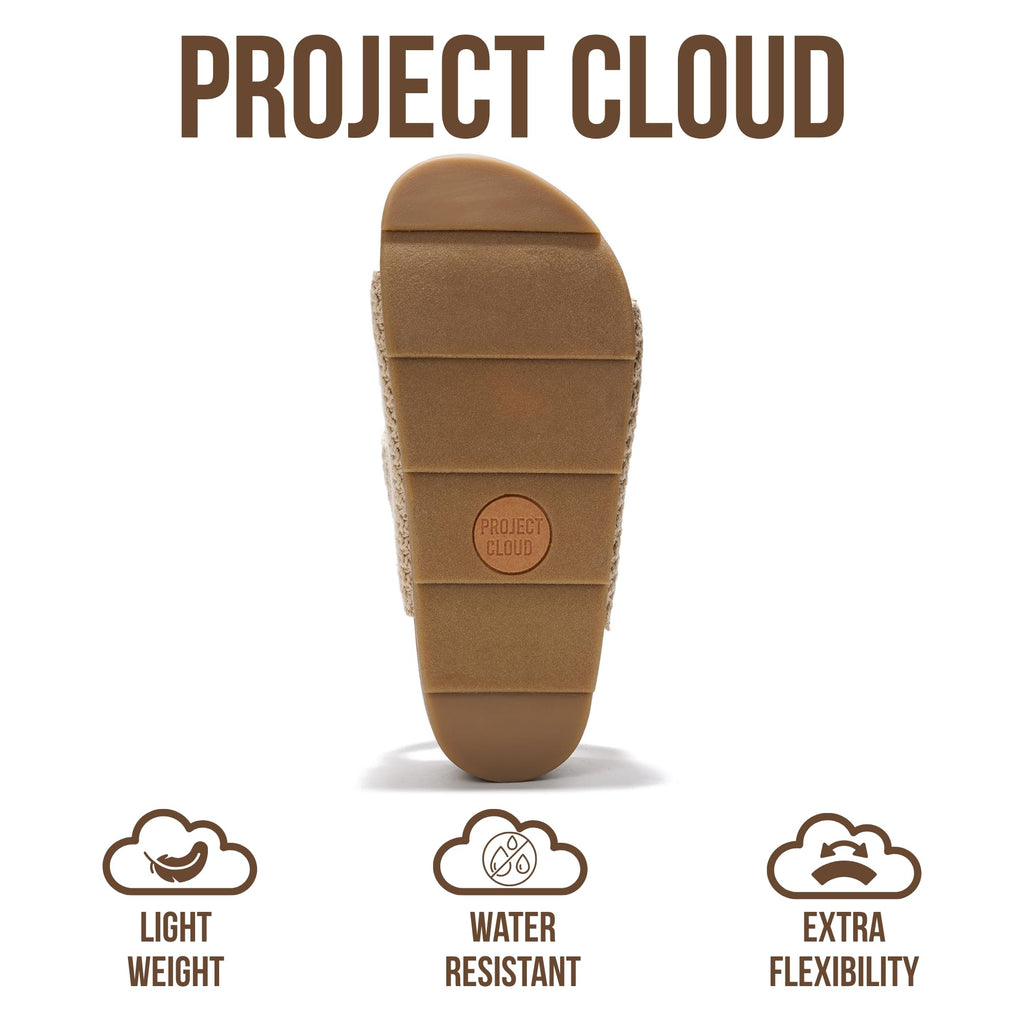 Project Cloud 100% Genuine Leather Platform Sandals Women Footwear-Beach Essentials Summer Wedges with Plush and Soft Insole-Non Slip&Lightweight Wedge Sandals For Women 2026 (Prime,NATCRO,9)