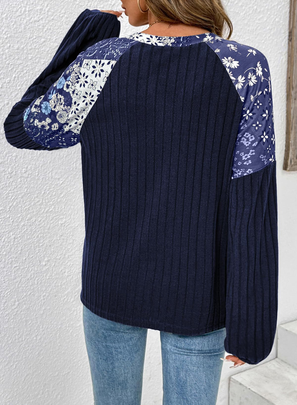 Acelitt Sweaters for Women V Neck Casual Knit Long Sleeve Tops Lightweight Pullover Clothes Fall Fashion Outfits 2025 Winter Clothing Blue Medium
