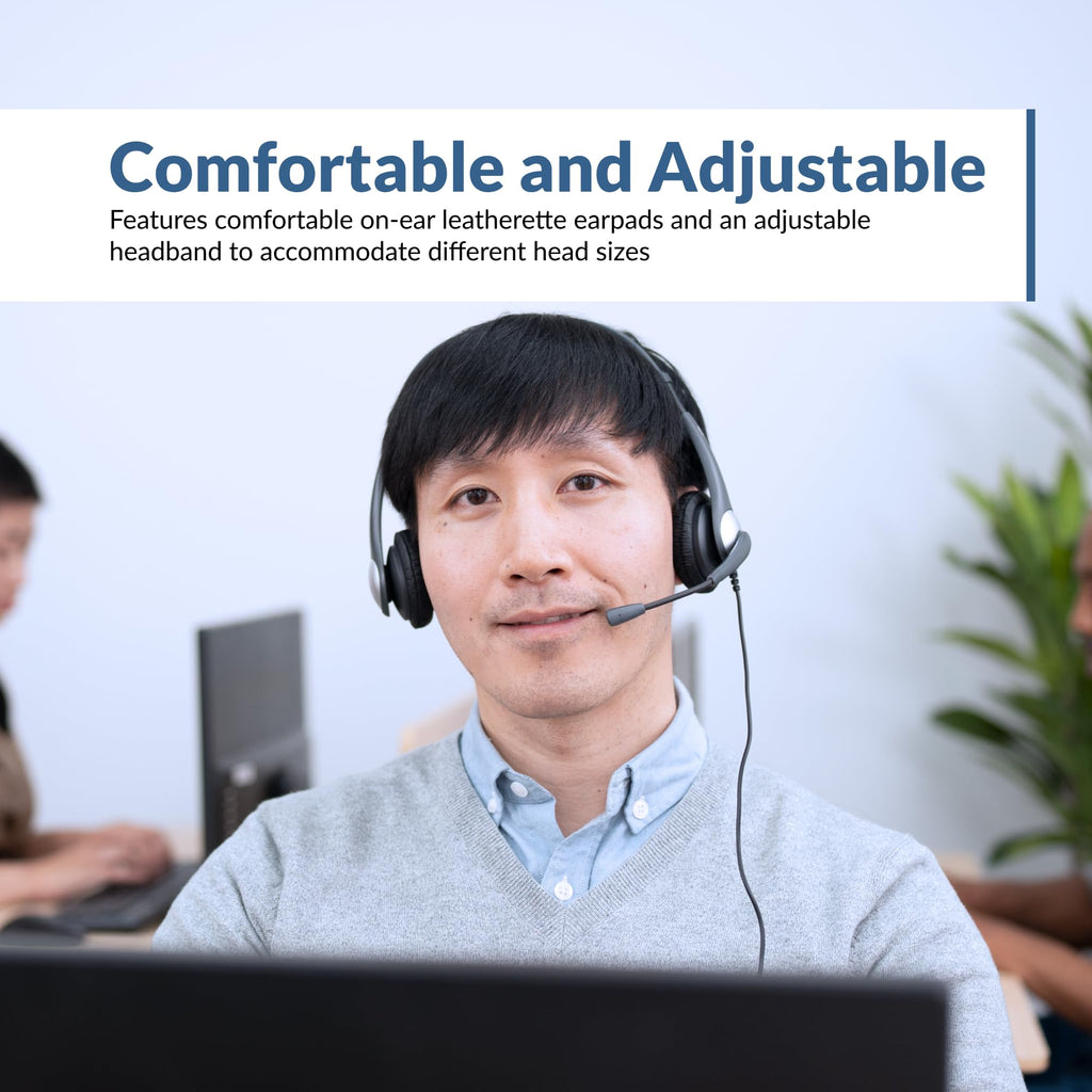Cyber Acoustics Stereo Headset (AC-204), 3.5mm Stereo & Y-Adapter, Home, K12 School Classroom and Education