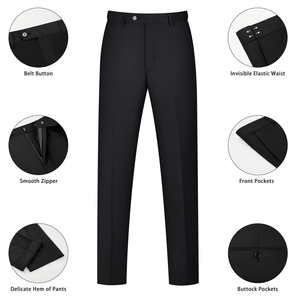 LORENZO BRUNO Mens Suit 2 Piece Black Suits for Men One Button Slim Fit Solid Jacket & Pants Tuxedo Set Business Wedding Party, Black, L