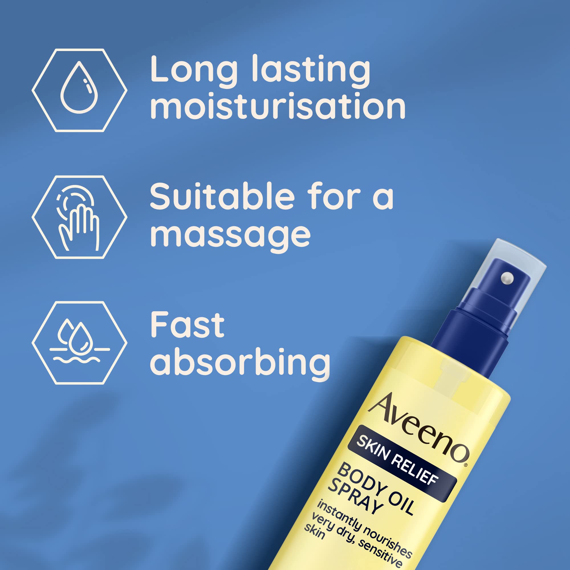 Aveeno Skin Relief Body Oil Spray, With Oat Oil & Jojoba Oil, Suitable For Sensitive Skin, Instantly Nourishes Very Dry, Sensitive Skin, Suitable for a Massage, 200ml