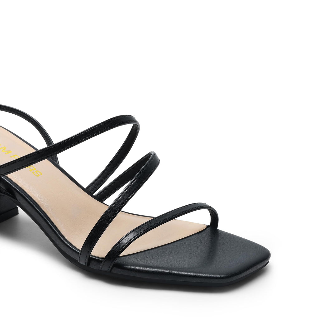 DREAM PAIRS Womens Block Heels 2 inch Strappy Square Toe Dressy Chunky Low Heeled Sandals for Party Wedding Evening,Size 8,Black-Pu,DWUMHS2512