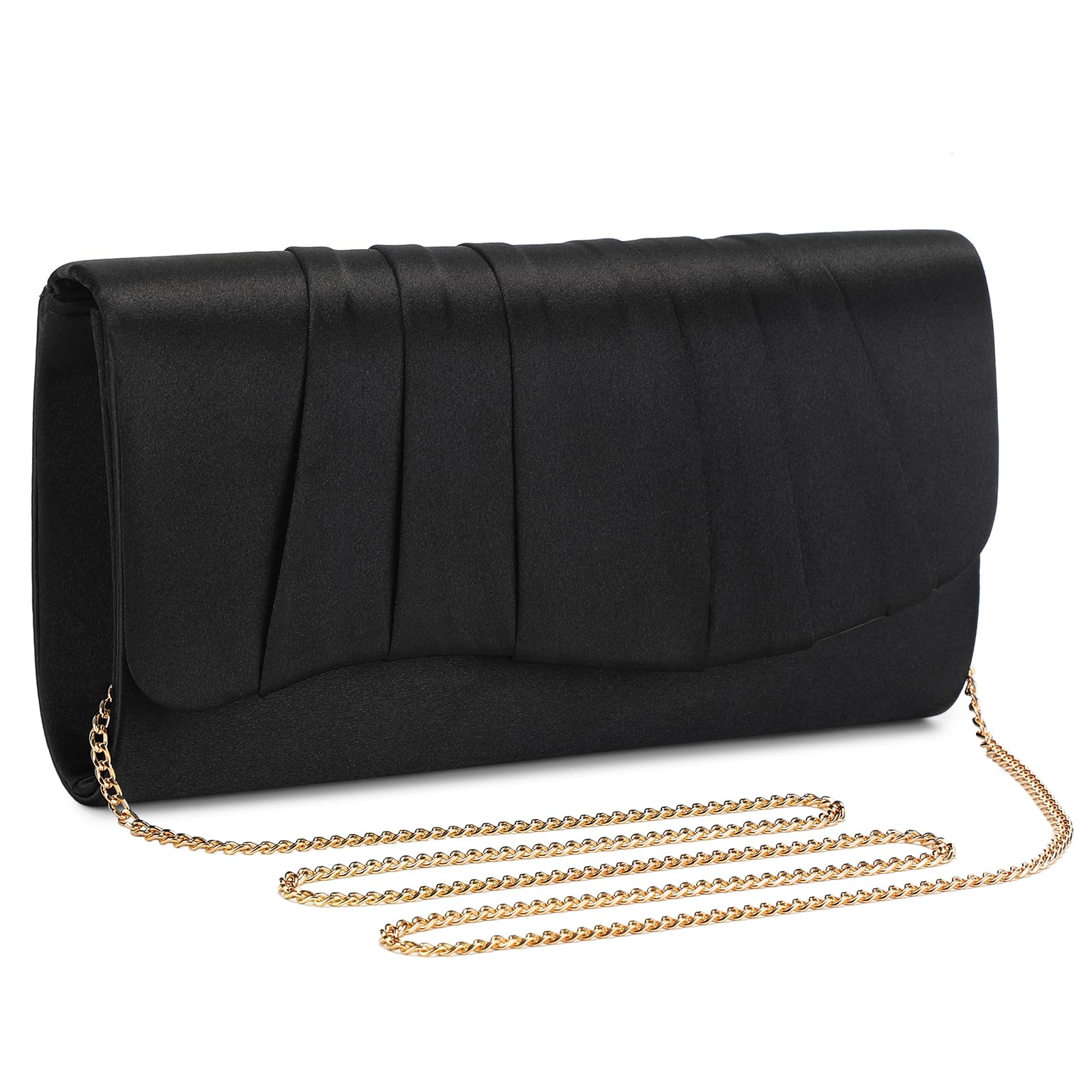 UBAYMAX Clutch Purses for Women Formal, Pleated Satin Evening Bag Evening Purse Handbags Evening Clutch for Prom Party Wedding (Black)