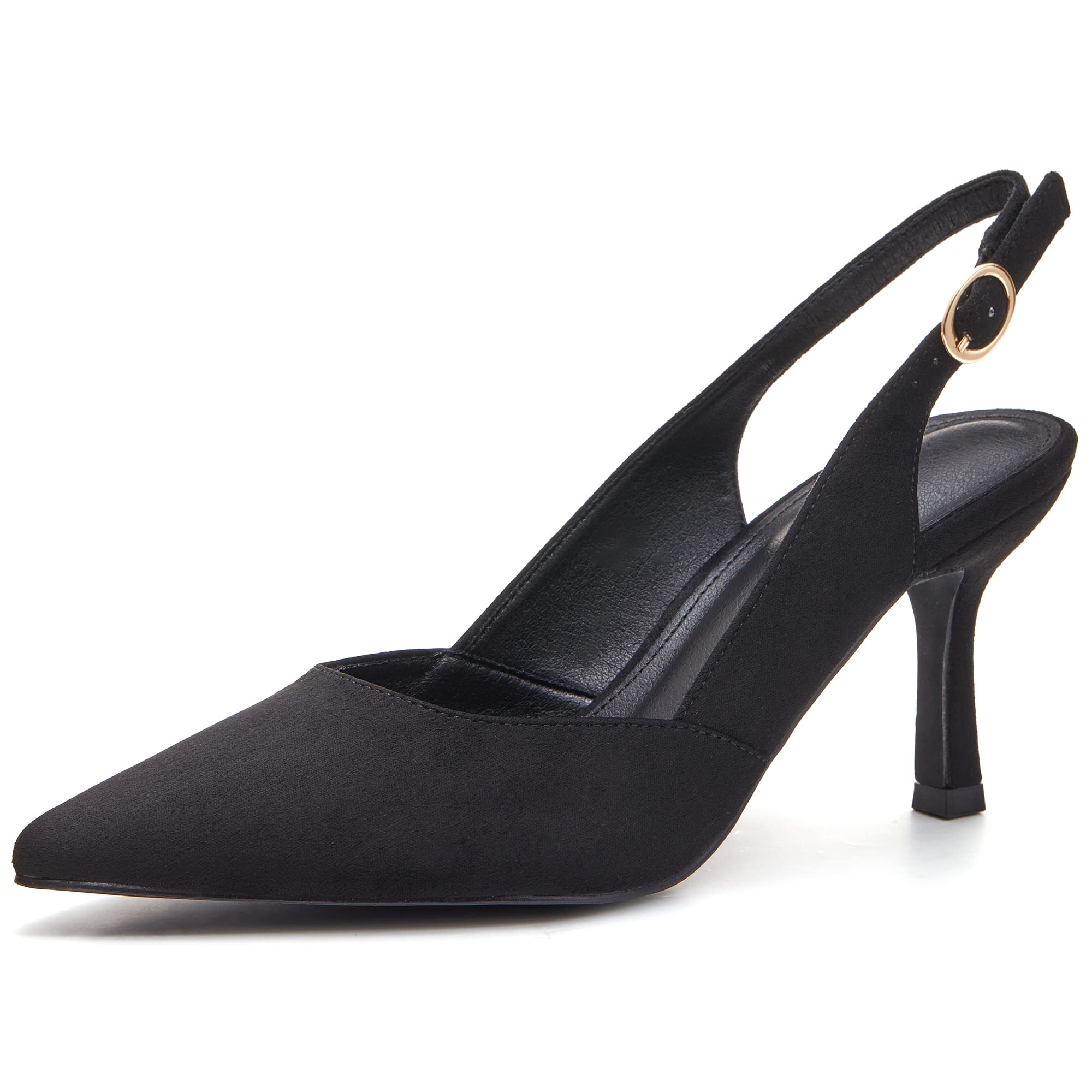 Women's Kitten Heels Pumps Pointed Closed Toe Suede Wedding Party Dress Slingback Pump Shoes