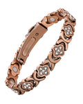 Feraco Pure Copper Bracelets for Women, Ultra Strength Magnetic Bracelet with 3800 Gauss Magnets & Sparkling Zirconia, Adjustable, Infinite Clover Jewelry