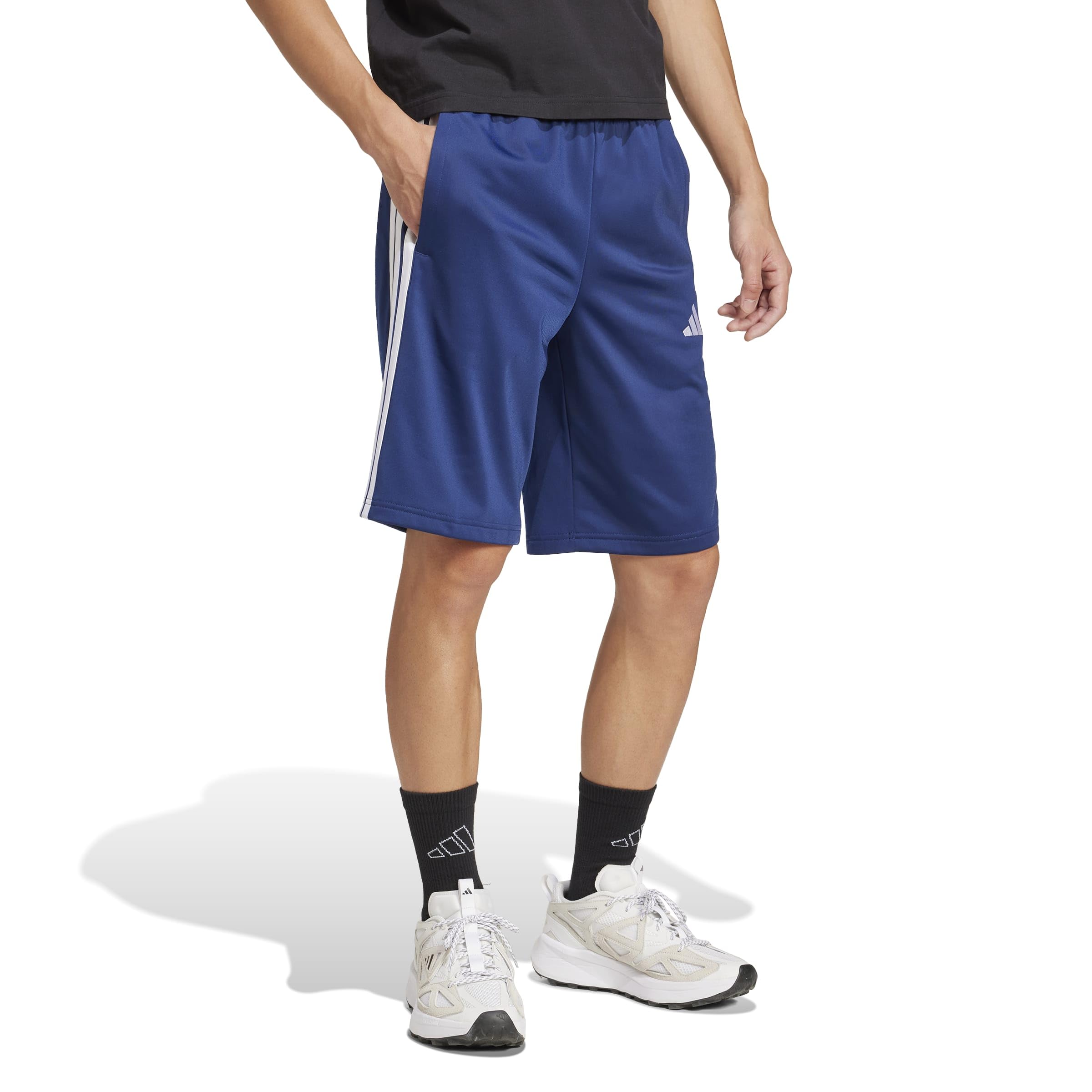 Adidas Men's 3-Stripes Tricot Regular Fit Sportswear Shorts, Dark Blue, X-Large