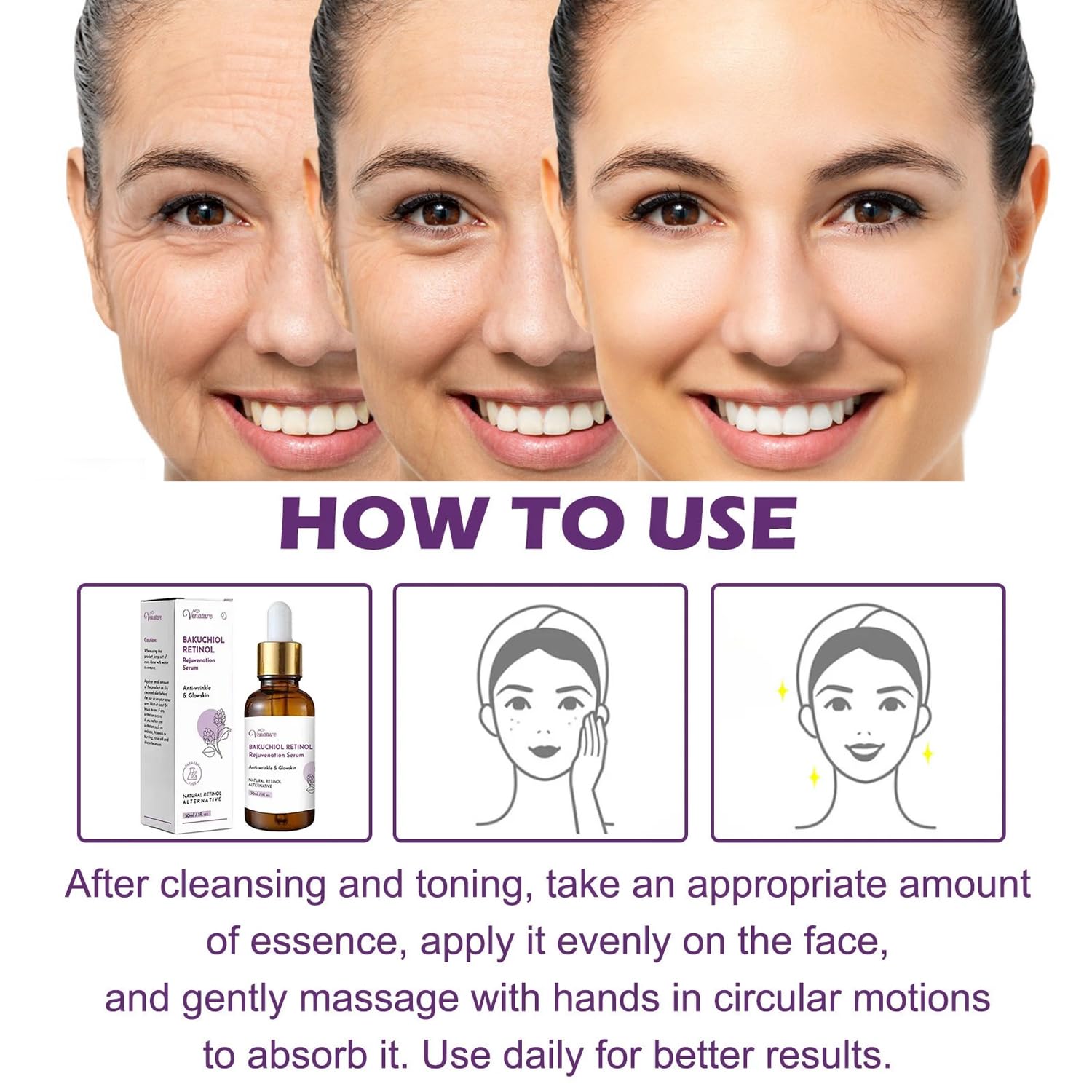Venature Bakuchiol Retinol Rejuvenation Serum,2025 Best Retinol Serum for Wrinkles Bakuchiol Face Korean,